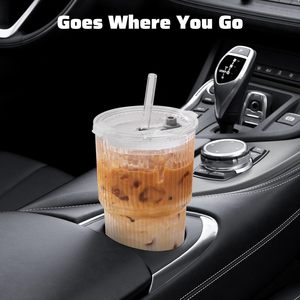 Vasos de Vidrio Grueso con Tapa y Pajitas <span class=keywords><strong>para</strong></span> Café Helado, Ideal <span class=keywords><strong>para</strong></span> Café, Smoothies, Cócteles y Jugos, Transparente - Product Image 6