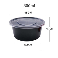 Vente en gros Passe au four à micro-ondes Boîte à lunch ronde jetable noire Épaissie Restauration rapide Bassin à soupe Bol Écrevisse Hot Pot Boîte à emporter