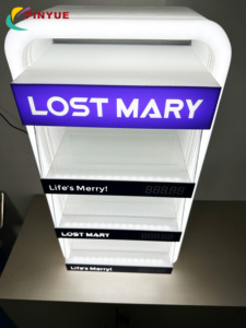 ตู้โชว์บุหรี่อะคริลิค 3 ชั้น แบบล็อคได้ พร้อมไฟ LED โมเดิร์น ปรับแต่งได้ พร้อมไฟ RGB สำหรับโปรโมชั่นร้านค้าปลีก - Product Image 1