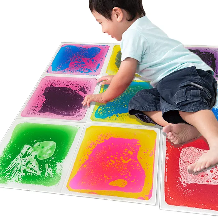 Autism 30cm Autism Product Design Relief Stress Anxiety Educational Liquid Floor Tile Sensory Mat Gel Floor Lava Mat For Autistic