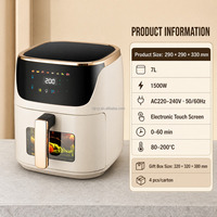 Friteuse à air 7L avec fenêtre de visualisation, panier unique, cuisinière électrique de comptoir, contrôle de température 80-200°C, pour usage domestique, commercial et VR