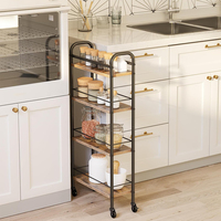 Chariot de rangement utilitaire à 4 niveaux sur roues Étagère étroite Chariot pour petits espaces dans la cuisine