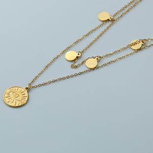 Collar de Acero Inoxidable Chapado en Oro de 18K al por Mayor, Cadena de Serpiente con Ojo Turco y Turquesa, Joyería de Moda para Mujer, Regalo - Product Image 5