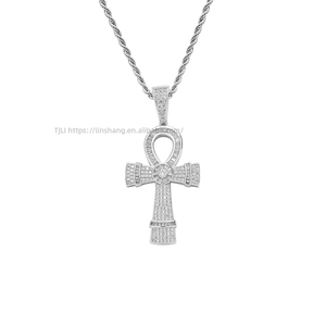 Copper CZ Encrusted <b>Cross</b> Pendant, Personalized Hip Hop Necklace, Unisex Religious Jewelry Gift - Product Image 4