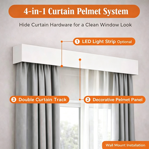 Caja de Riel para Cortinas de Aluminio Grande para Montaje en Techo, Cubierta Decorativa para Riel de Cortina, Sistema de Riel Oculto para Cortinas - Product Image 2