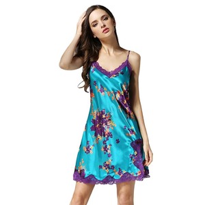 Chemise de nuit en soie de mûrier de qualité supérieure pour femmes, 100% soie naturelle pure, chemise de nuit imprimée, pyjama pour femmes - Product Image 5