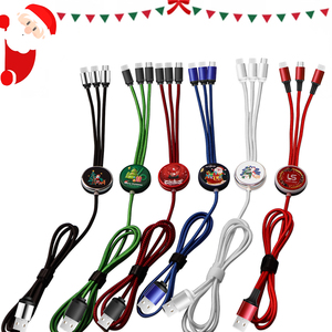 Hot bán năm mới vui vẻ giáng sinh biểu tượng tùy chỉnh Quà tặng khuyến mãi Set nylon bện 3-in-1 Micro USB <span class=keywords><strong>Type</strong></span>-<span class=keywords><strong>C</strong></span> Cable với Led Logo - Product Image 5
