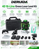 Niveau laser industriel DERUIDA 4D 16 lignes avec récepteur, instrument de nivellement antichoc et anti-chute pour la construction