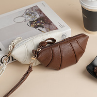 Pochette Croissant Bagel Pu Mini Rétro Style Influenceur, Étui à Clés Étanche Ultra-Léger, Pochette à Rouge à Lèvres et Écouteurs, Porte-Monnaie à Suspendre au Cou