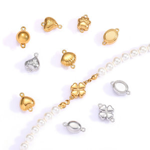 18K Gold Plated Stainless Steel Round Oval Ingot Pearl <strong>Plug</strong> Buckle Connectors for DIY Bracelet Necklace <strong>Chain</strong> - Product Image 4