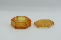 Boîte à bijoux en verre cristal sculpté à la main ArtFamily, motif fleur de cerisier, design cartouche d'encre, élégante décoration de bureau, artisanat du Jiangsu