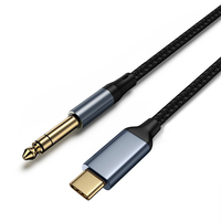 Câble audio Type-C vers TRS 6,35 mm avec gaine en nylon, conducteur en cuivre pur, charge rapide pour ordinateur et écouteurs