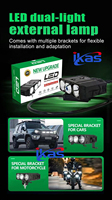 Nouveaux projecteurs LED 170W 12V pour calandre de voiture, avec logo laser gratuit, 6000K, feux auxiliaires externes pour SUV tout-terrain