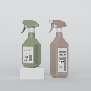 empty 350ml plastic PET bottle beige for trigger sprayer
