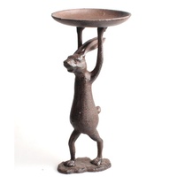 Vente en gros Mangeoire à oiseaux en fonte Lapin Bain unique Nouveau design Mangeoire à oiseaux décorative en métal pour le jardin Bain pour l'extérieur