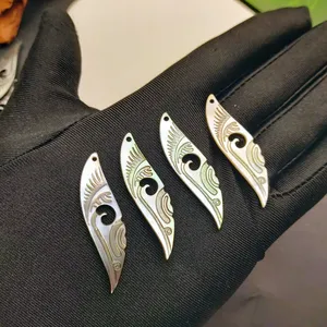 44x12mm đen môi vỏ lá quyến rũ tự nhiên Mẹ Ngọc Trai Mặt Dây chuyền mạ thủ công Tahitian hạt đối với trang sức làm khắc - Product Image 4