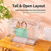 Cage à oiseaux transparente avec vue panoramique, cage à perroquet avec ensemble d'accessoires