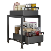 Étagère de rangement sous évier en métal sur mesure pour cuisine, double niveau, autoportante, avec conception détachable pour vaisselle