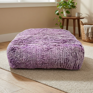 Pouf rectangulaire violet artisanal en tissu 100% coton, coussin de sol moderne à motif à carreaux, multifonctionnel, décoration de salon - Product Image 4