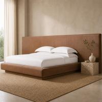 Lit en cuir entièrement capitonné sur mesure, design de créateur, extra large et extra long, avec options de longueur et de largeur de la tête de lit, pour villa