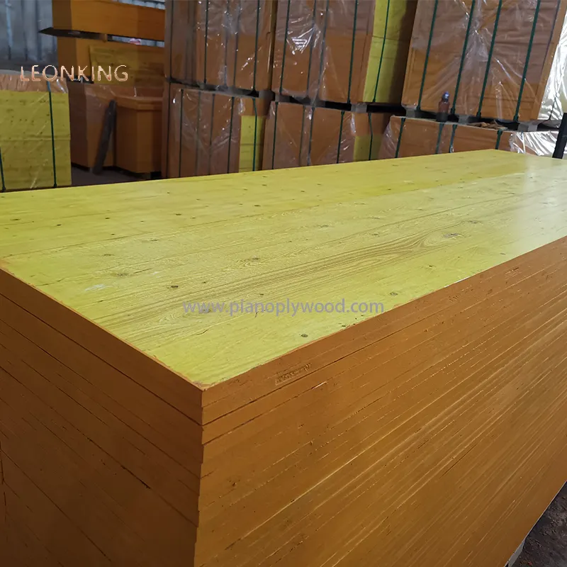 LEONKING yellow 3 ply shuttering panel three layer board 21/27mm spruce fir pine three ply shuttering panel