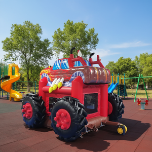 Nouveau style château gonflable rouge et noir Monster Truck avec toboggan et zone <span class=keywords><strong>de</strong></span> saut pour fêtes d'enfants - Product Image 1