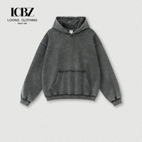 Sweat à capuche oversize pour homme, coupe lourde, délavé à l'acide, effet délavé minéral, poche kangourou, bords bruts, style streetwear, personnalisable avec logo