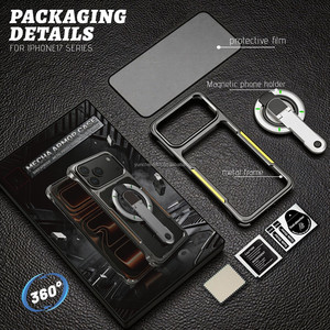 เกราะเมชา360หมุนรอบตัวสำหรับ Samsung Galaxy S26 ultra สำหรับ iPhone 17 PRO MAX เคสโทรศัพท์โลหะพร้อมขาตั้งสำหรับผู้ชายกระจายความร้อน - Product Image 4