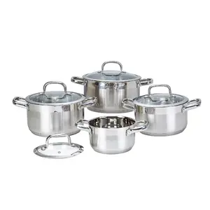 ヨーロッパデザインキッチンステンレス鋼調理鍋セット8個調理鍋調理器具セット蓋付きキャセロール