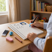 Cuaderno de Práctica de Escritura Personalizado Sank Magic 3D con Alfabeto en Inglés, Cuaderno de Caligrafía con Ranuras y Bolígrafos de Tinta que Desaparecen