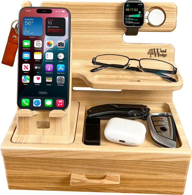 2-in-1 Bedside Table & Desk Organiser with Removable Mobile Phone Holder & Drawer