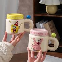 Offre Spéciale : Mignonne Tasse de Voyage en Céramique Bob l'éponge avec Couvercle, Idéale pour Anniversaire, Souvenir ou Décoration de Salon