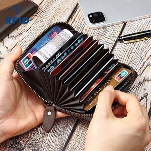 กระเป๋าสตางค์หนังวัวแท้ลายวินเทจ ป้องกัน RFID พร้อมช่องใส่บัตรและซิป - Product Image 2
