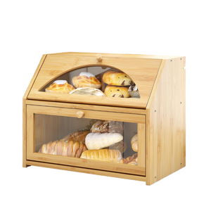 Wholesale Double Layer Bread Box Window Rectangle <b>Kitchen</b> Counter <b>Storage</b> <b>for</b> Home Bread Preservation Flexible Food - Product Image 2