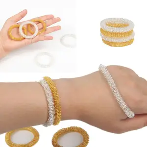 Vendita calda molla riduzione pressione polsi relax bracciale massaggiatore punta dita massaggio Fidget anello di digitopressione