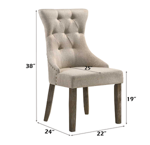 Ensemble de chaises de salle à manger modernes bicolores en tissu beige et finition gris recyclé, imperméables et réglables en hauteur (lot de 2) - Product Image 6