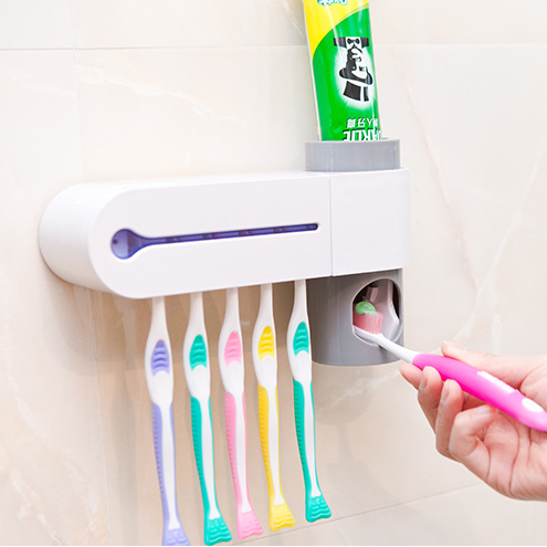 Автоматический Дозатор зубной пасты со светодиодной подсветкой, УФ стерилизатор зубной щетки