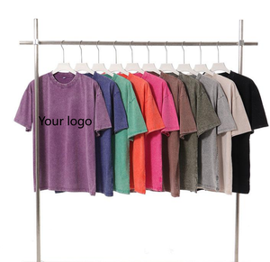 T-shirt Homme Oversize Style Vintage 2026, Délavé aux Minéraux, Personnalisé, Effet Acide, Coton Lourd Délavé à la Pierre - Product Image 1