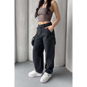 กางเกงโค้ทผู้หญิงทรงดินสอ สไตล์แบ็กกี้ ผ้ายีนส์ใส่สบายสำหรับใส่ในชีวิตประจำวัน - Product Image 3