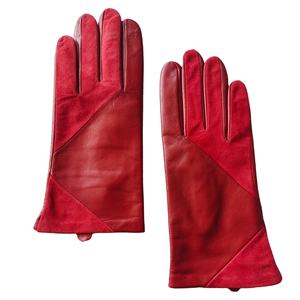 Happy Anpassbare Hochwertige Günstige Rote Farbe Samt futter Fahren Auto Wind dichte Schafs haut Winter Leder handschuhe Mädchen - Product Image 2
