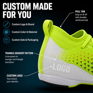 <span class=keywords><strong>Scarpe</strong></span> <span class=keywords><strong>da</strong></span> Futsal Premium Personalizzate <span class=keywords><strong>con</strong></span> Logo, Giallo Neon, per Uomo, Tacchetti <span class=keywords><strong>da</strong></span> Calcio Indoor, <span class=keywords><strong>Calzino</strong></span> in Maglia Bianco Traspirante, Suola IC, OEM ODM - Product Image 2