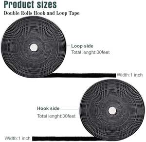 9,14 m x 2,54 cm Schwarzes Wasserdichtes Nylon-Klettband mit Einseitiger Klebefläche, Doppelrollen, Hochleistungs-Klettverschlussstreifen für - Product Image 3