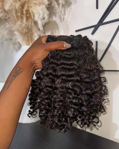 Extension di Capelli Umani Vergini Indiani Grezzi 8-30 Pollici, Fasci Ondulati con Ricci Pixie, Tessitura <span class=keywords><strong>Sexy</strong></span> in Colore Naturale per Donne Nere - Product Image 5