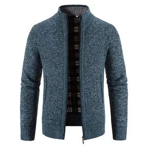 Wholesale Custom Zip Up Sweater Winter Cardigan Plus Size Men's Sweaters Thick Warm Jackets Blank Mens Clothing