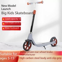 Trottinette pour enfants de 5 à 15 ans, acier haute teneur en carbone, plateforme large, poignée antidérapante, roues solides amortissantes, charge maximale 100 kg
