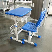 Vente en gros d'usine : Ensemble table et chaise individuels réglables pour salle de classe, mobilier scolaire avec panier de rangement