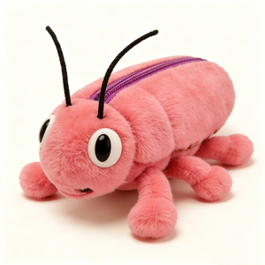 Estuche de lápices de peluche de insecto rosa personalizado, linda bolsa de lápices de peluche con forma de insecto, estuche de lápices de peluche de hormiga rosa - Product Image 1