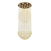 Lustre long pour escalier, salon duplex, hall de villa, appartement loft moderne, lampe LED dorée en cristal pour restaurant