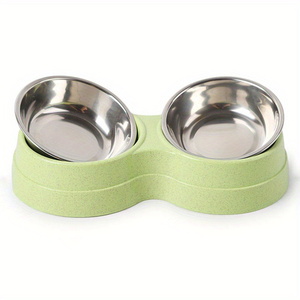 Wholesale High-Grade Double Bowl for Pets New <b>Round</b> Stainless Steel Plastic Dog Food <b>Basin</b> Automatic Non-Slip Exquisite Texture - Product Image 3