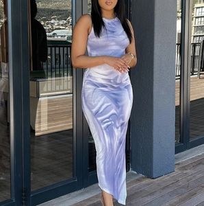 Abito Estivo e Primaverile Senza Maniche con Stampa 3D Personalizzata, Vestito Aderente a Contrasto di Colore, Taglie S M L - Product Image 1